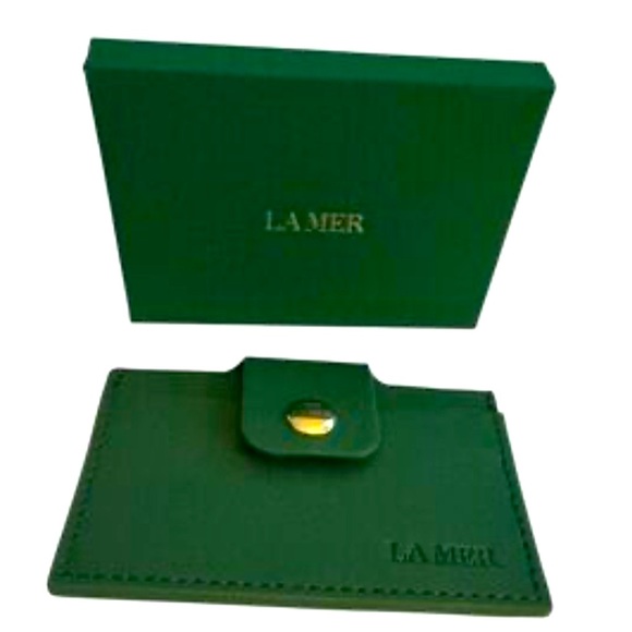 La Mer Forest Green Card Holder with Gold Accent - Picture 1 of 6